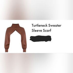 Turtleneck Sweater sleeve scarf, brown
